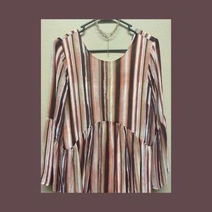 Long sleeve flowy striped dress